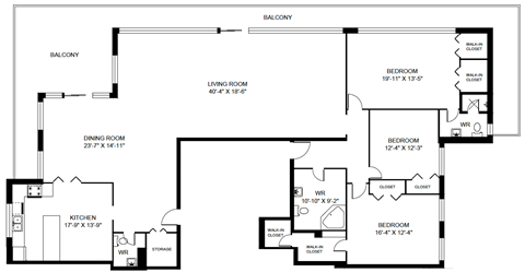 Floor plan for 3 beds, 2.5 baths, 3437 sqft