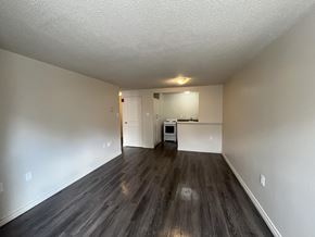 Kingston apartment for rent - A spacious room with wood flooring and white walls.