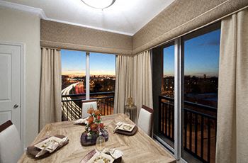 Dining room with city views