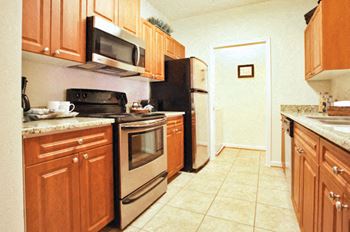 Designer kitchen with space-saver microwave