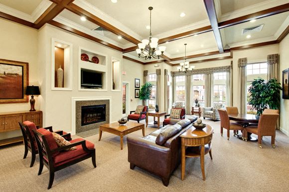 Chesapeake apartment for rent - Clubhouse with chairs and fireplace
