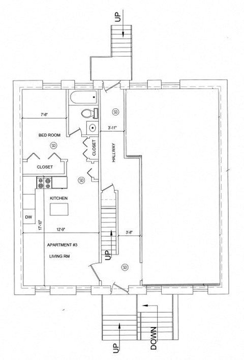 Floor plan for 1 bed, 1 bath