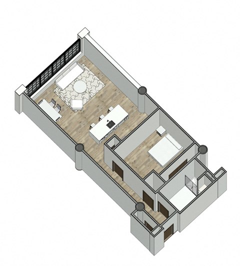 Floor plan for 1 bed, 1 bath, 920 sqft