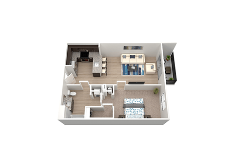 Floor plan for 1 bed, 1 bath, 840 sqft