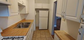 Cleveland apartment for rent - a kitchen with a sink and a refrigerator