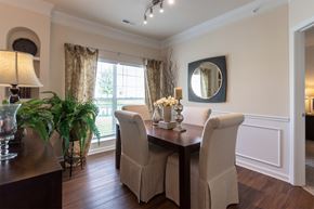 Loveland apartment for rent - This is a photo of the dining area in the 2 bedroom, 2 bath Islander floor plan at Nantucket Apartments in Loveland, OH.