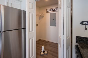 Laundry closet with washer dryer connections in all homes