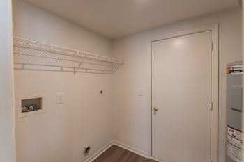 Laundry closet with washer dryer connections in all homes