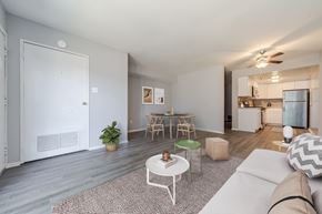 Philadelphia apartment for rent - A living room with a white couch and a coffee table.