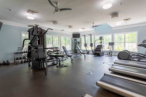 Eagleville apartment for rent - A spacious gym with treadmills, elliptical machines, and other exercise equipment.at Riverview Landing @ Valley Forge, Eagleville, PA