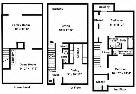Floor plan for 2 beds, 1.5 baths, 1653 sqft