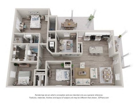 Floor plan for 4 beds, 2 baths, 1475 sqft