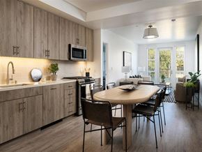 Menlo Park apartment for rent - A modern kitchen with a dining table and chairs.