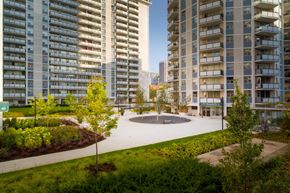 Toronto apartment for rent - a park with trees and buildings in the background