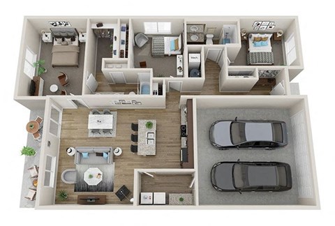 Floor plan for 3 beds, 2 baths, 1439 sqft
