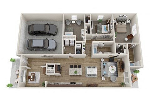 Floor plan for 3 beds, 2 baths, 1411 sqft