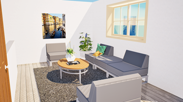Waterloo apartment for rent - A living room with a grey couch, a coffee table, and a painting on the wall.