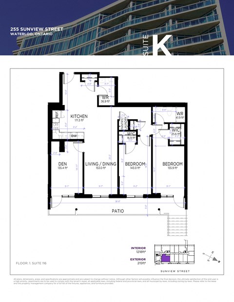 Floor plan for 2 beds, 2 baths, 1200 sqft