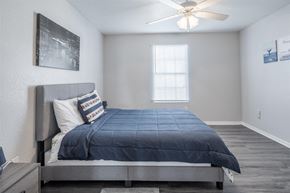 New Port Richey apartment for rent - a bedroom with a bed and a ceiling fan