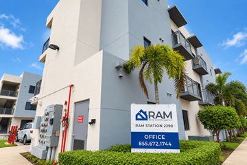 Hialeah apartment for rent - A building with a sign that says RAM STATION 2290.