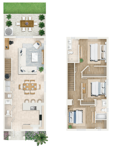 Floor plan for 3 beds, 2.5 baths, 1560 sqft