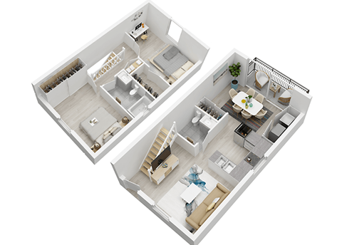 Floor plan for 2 beds, 1.5 baths, 1200 sqft