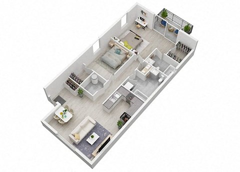 Floor plan for 2 beds, 2 baths, 1100 sqft