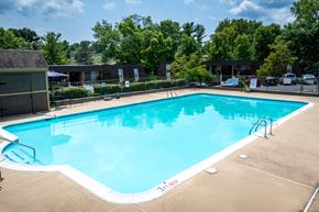 Staunton apartment for rent - A large swimming pool with a white border and a ladder on the side.