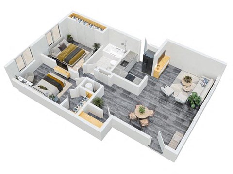 Floor plan for 2 beds, 1 bath, 850 sqft