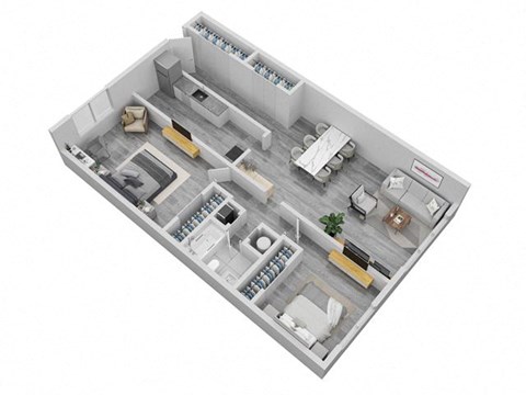 Floor plan for 2 beds, 1 bath, 850 sqft