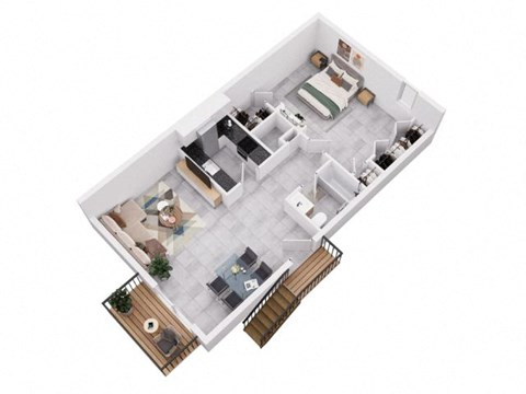 Floor plan for 1 bed, 1 bath, 630 sqft