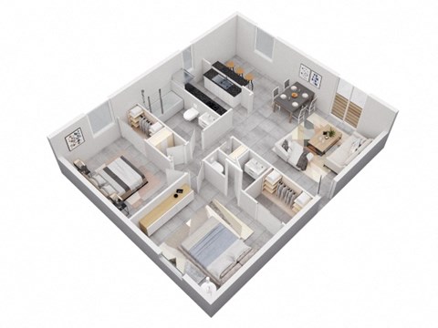 Floor plan for 2 beds, 1.5 baths, 850 sqft