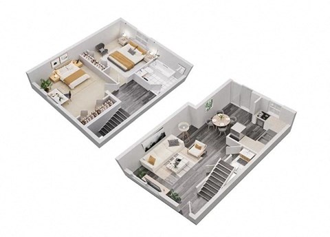 Floor plan for 2 beds, 1.5 baths, 1000 sqft