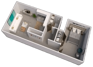 Floor plan for 1 bed, 1 bath, 540 sqft