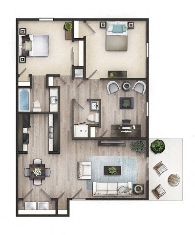 Floor plan for 3 beds, 2 baths, 1520 sqft