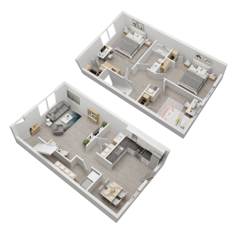 Floor plan for 3 beds, 1.5 baths, 896 sqft