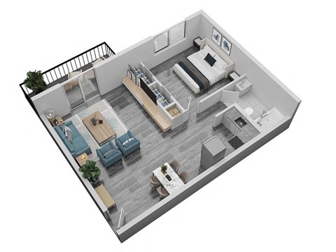 Floor plan for 1 bed, 1 bath, 815 sqft