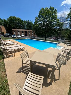 Staunton apartment for rent - A pool surrounded by chairs and tables.