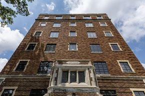 Indianapolis apartment for rent - A tall brick apartment building crown molding, at Marleigh apartments located in Indianapolis, IN