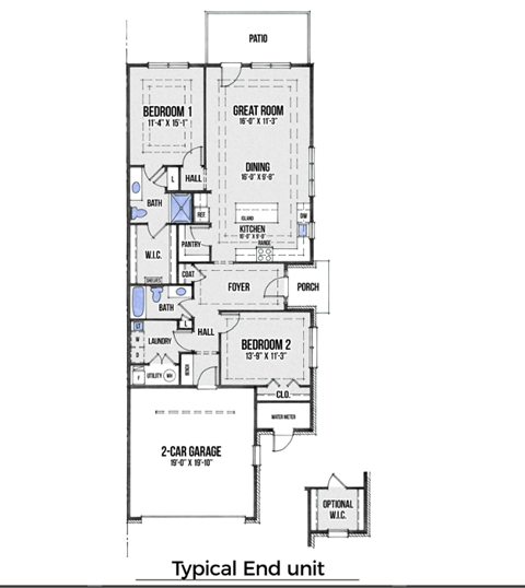 Floor plan for 2 beds, 2 baths, 1471 sqft