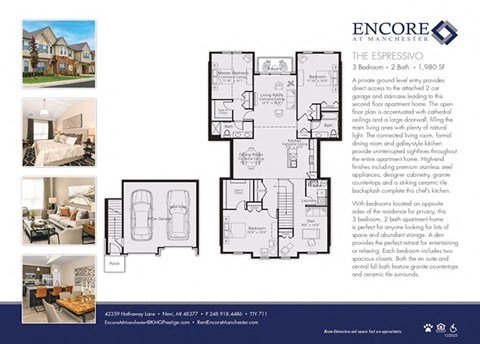 Floor plan for 3 beds, 2 baths, 1980 sqft