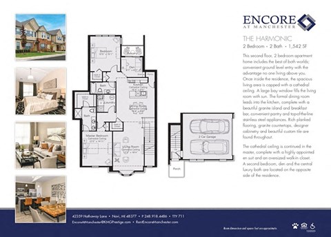 Floor plan for 2 beds, 2 baths, 1524 sqft