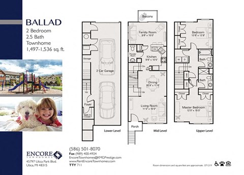 Floor plan for 2 beds, 2 baths, 1497 sqft