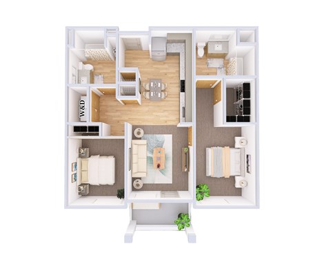 Floor plan for 2 beds, 2 baths, 946 sqft