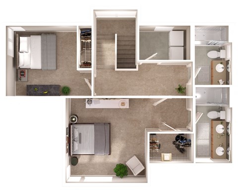 Floor plan for 3 beds, 3 baths, 1587 sqft