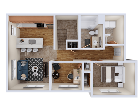Floor plan for 5 beds, 3 baths, 1446 sqft