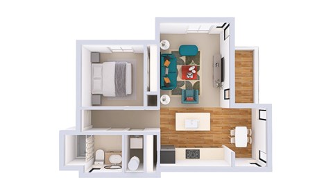 Floor plan for 1 bed, 1 bath, 804 sqft