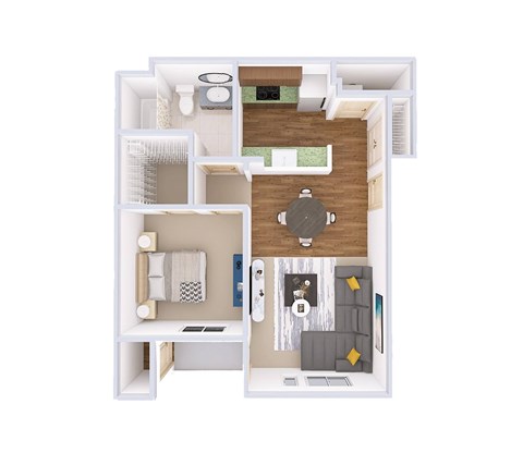 Floor plan for 1 bed, 1 bath, 783 sqft
