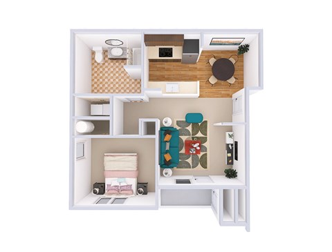 Floor plan for 1 bed, 1 bath, 820 sqft