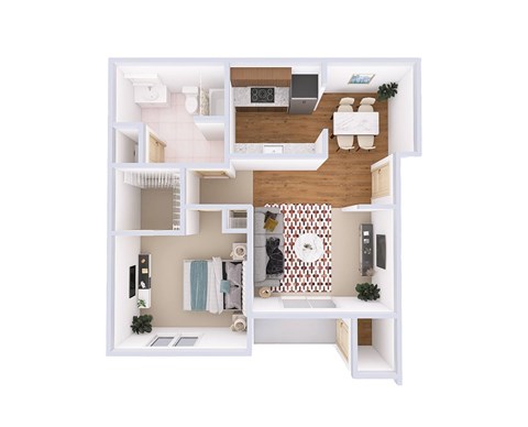 Floor plan for 1 bed, 1 bath, 902 sqft